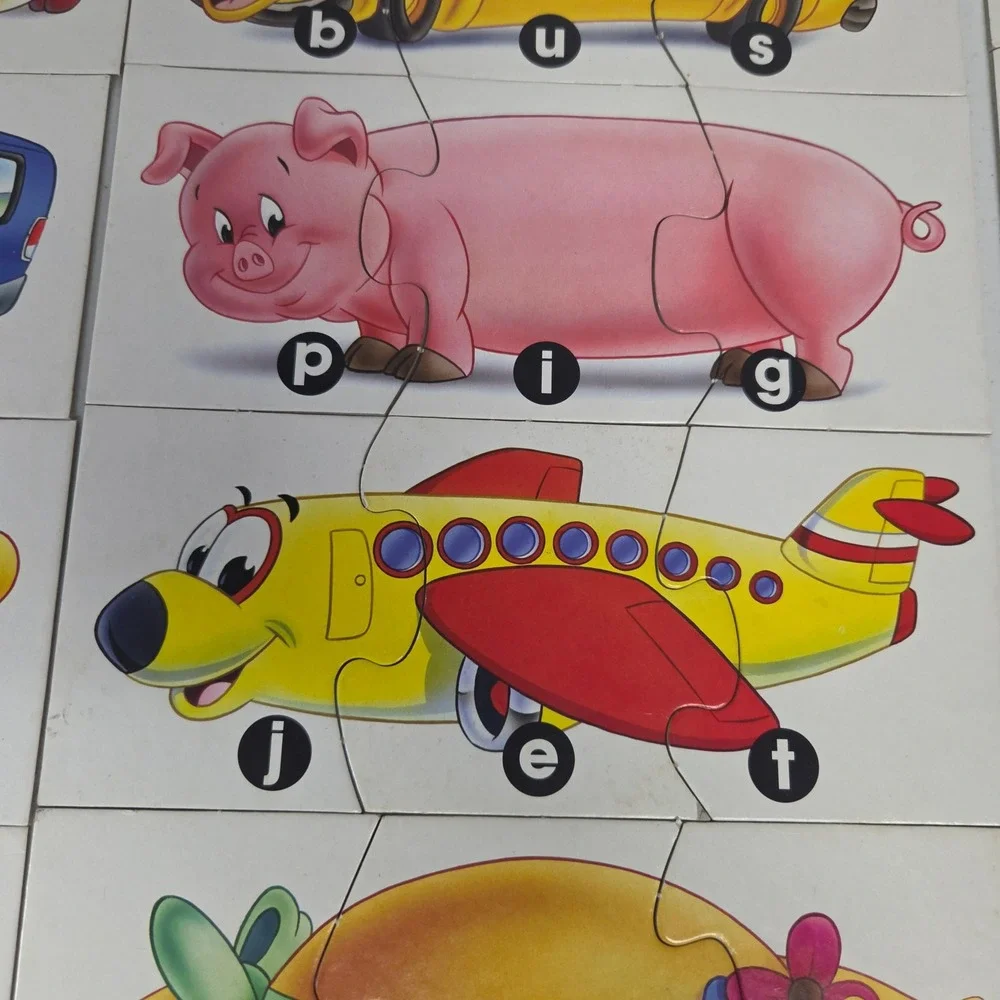 Vintage Preschool Spelling Puzzle Toddler Educational Word Building Game